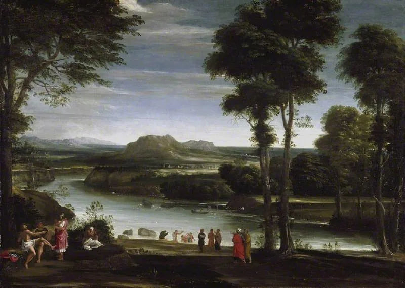 Landscape with Saint John the Baptist Baptizing - Domenichino
