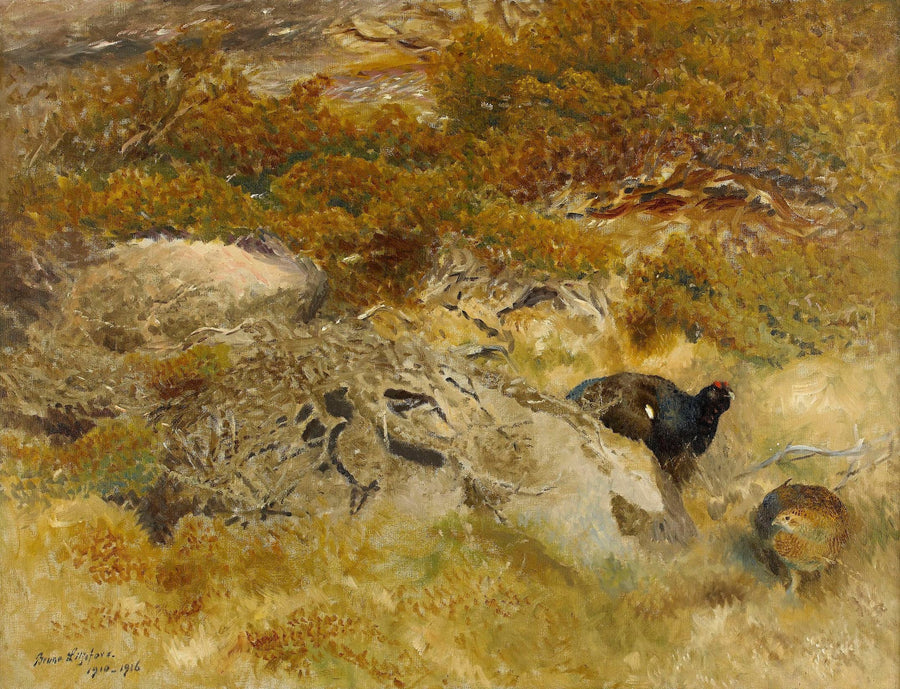 Landscape with black grouse - Bruno Liljefors