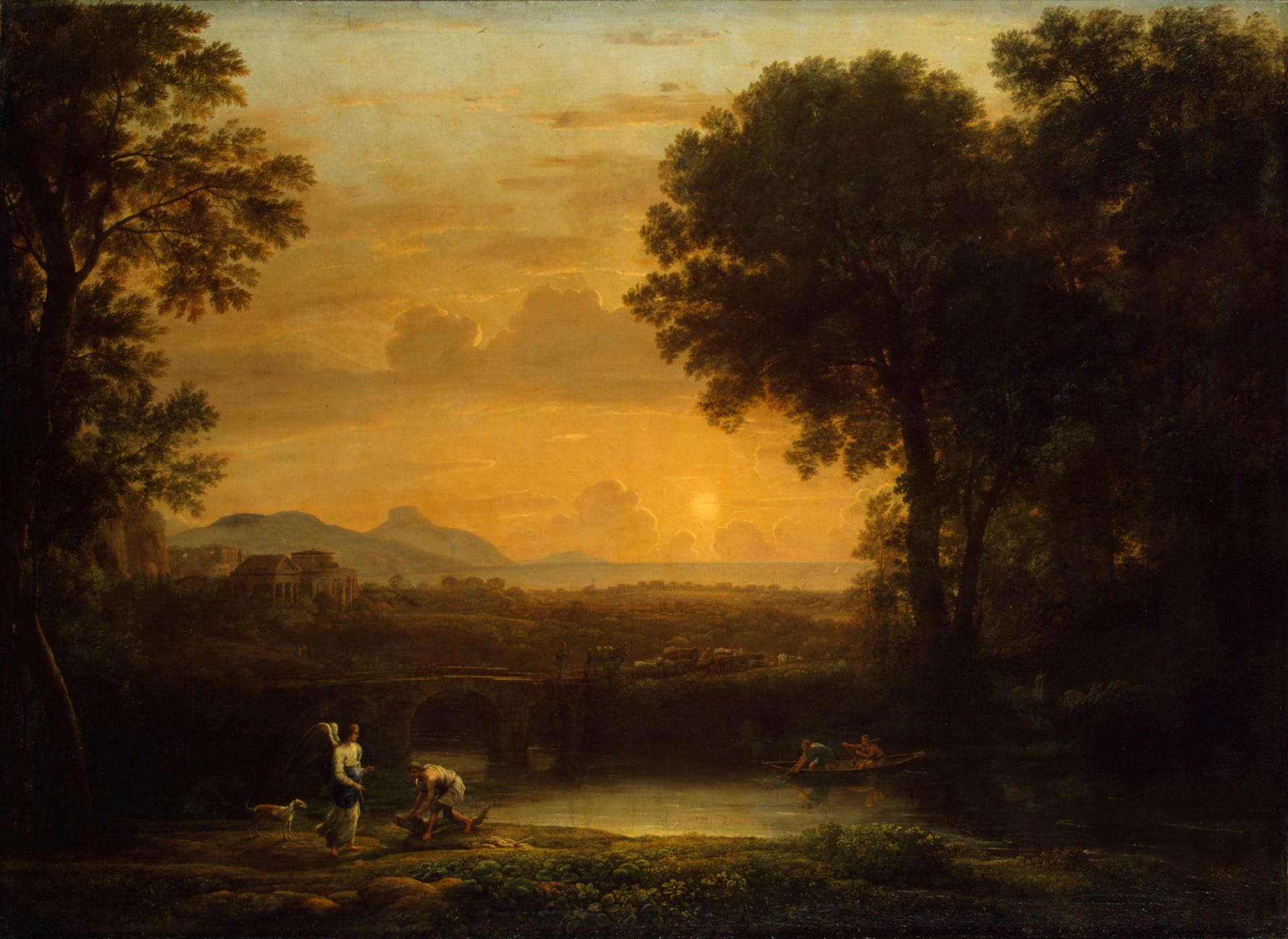 Landscape with Tobit and the Angel (Evening) - Claude Lorrain