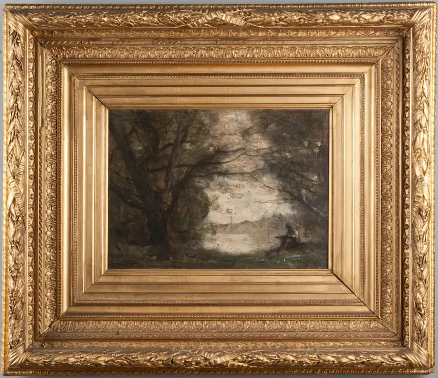 Landscape with a Boy Drawing - Jean-Baptiste Camille Corot