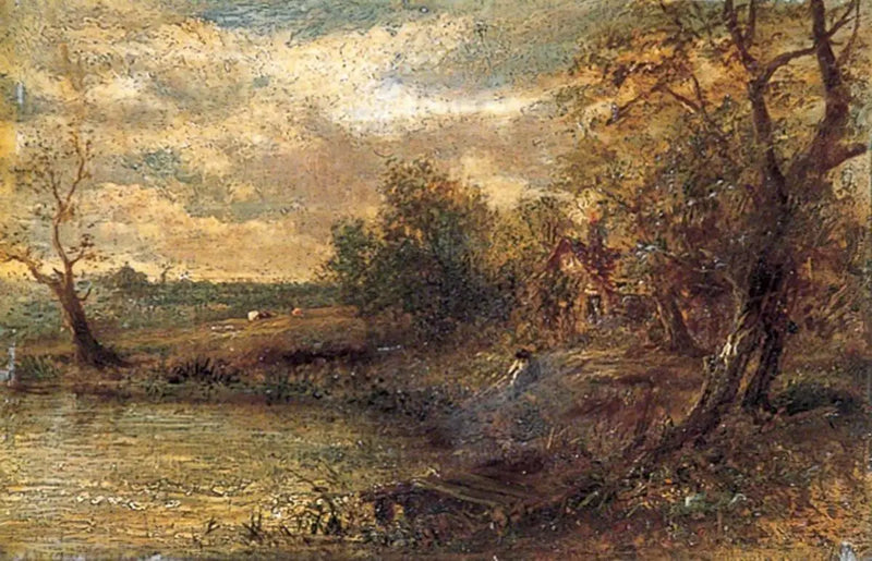 Landscape with a man fishing - John Constable
