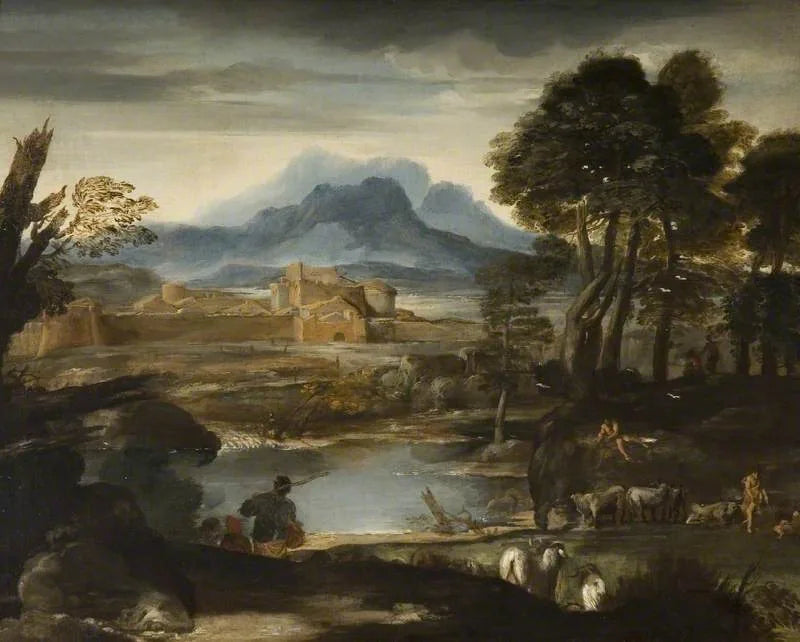 Landscape with a Lake and a Fortified City - Pietro da Cortona