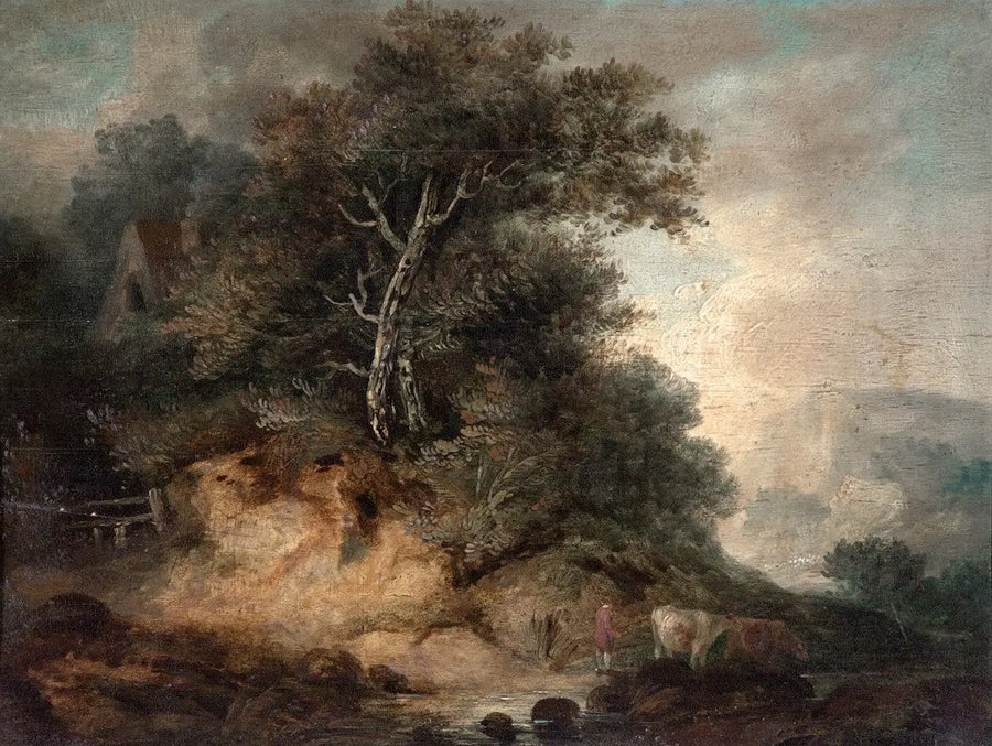Landscape with a Peasant Driving Livestock - Thomas Gainsborough