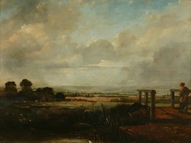 Landscape with a Fisherman on a Bridge - John Constable