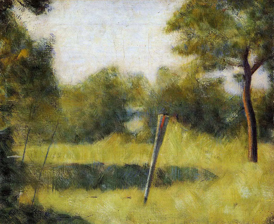 Paysage avec un pieu - Georges Seurat image 1 reproduction de peinture à l’huile
