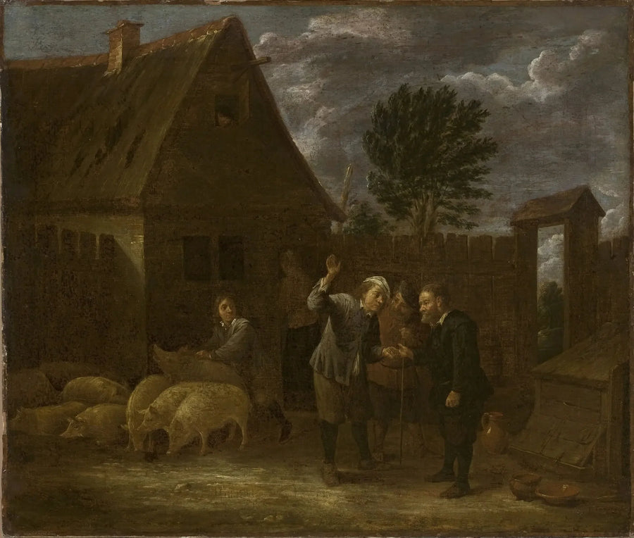 Landscape with a Pig Seller - David Teniers the Younger
