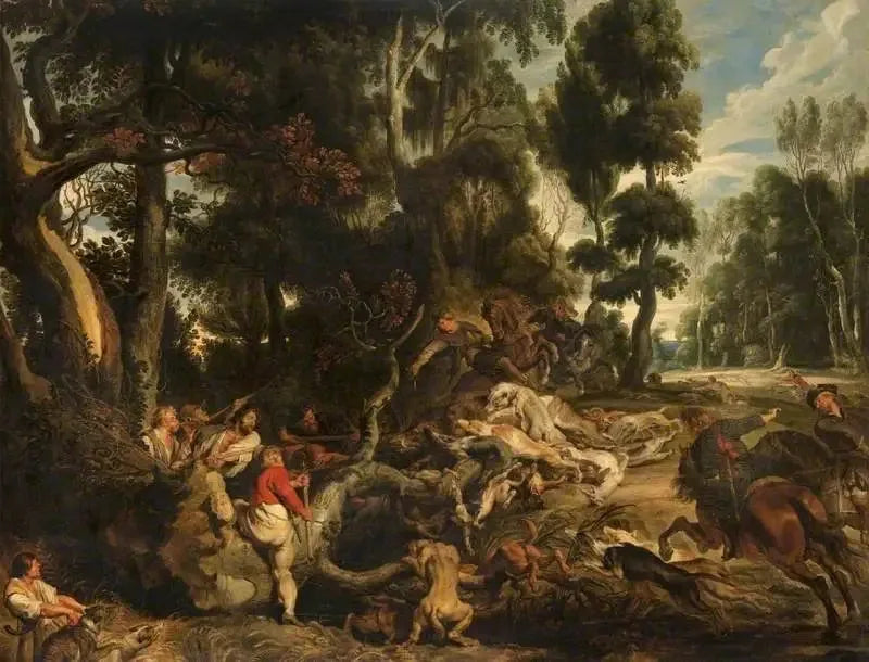Landscape with a Boar Hunt - Peter Paul Rubens