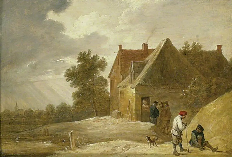 Landscape with a Farm and Characters by a Riverbank - David Teniers the Younger