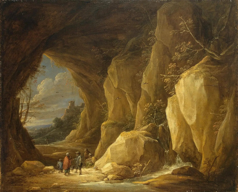 Landscape with a Cave and a Group of Gypsies - David Teniers the Younger