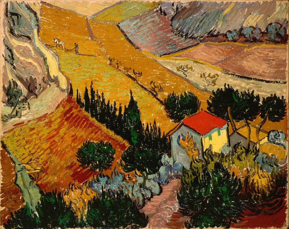 Paysage avec une maison et un ouvrier - Vincent van Gogh image 1 tableau peint à l’huile sur toile