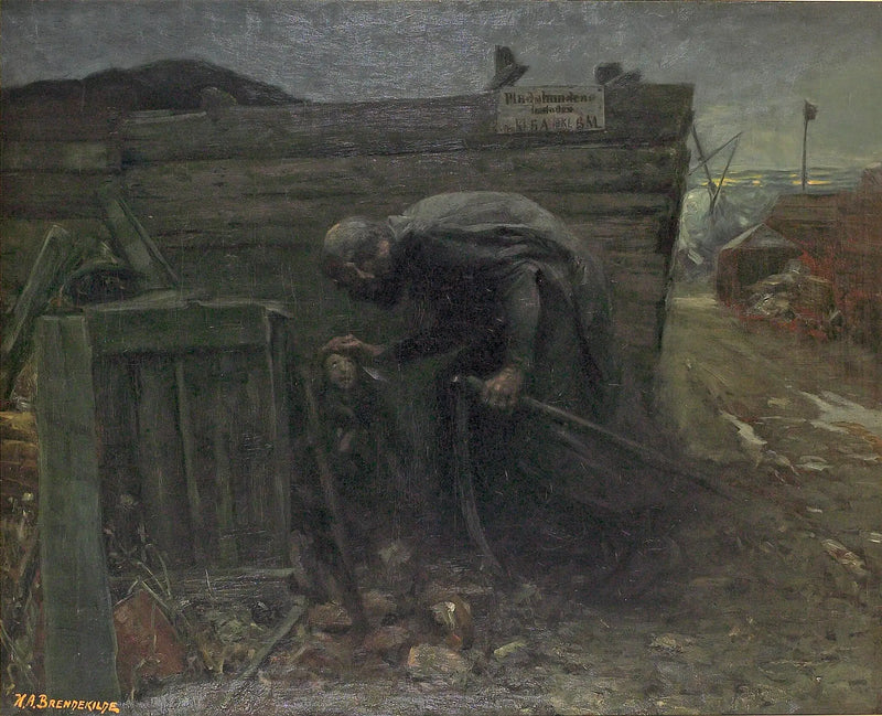 Landscape with a Poor Girl at Night. - H. A. Brendekilde
