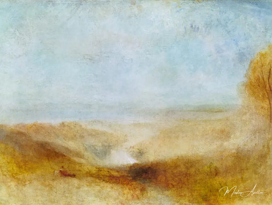 Paysage avec une rivière et une baie au loin - William Turner - Reproductions de tableaux et peintures haut de gamme