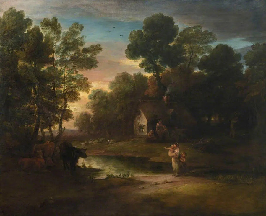 Wooded landscape with livestock by a pond - Thomas Gainsborough