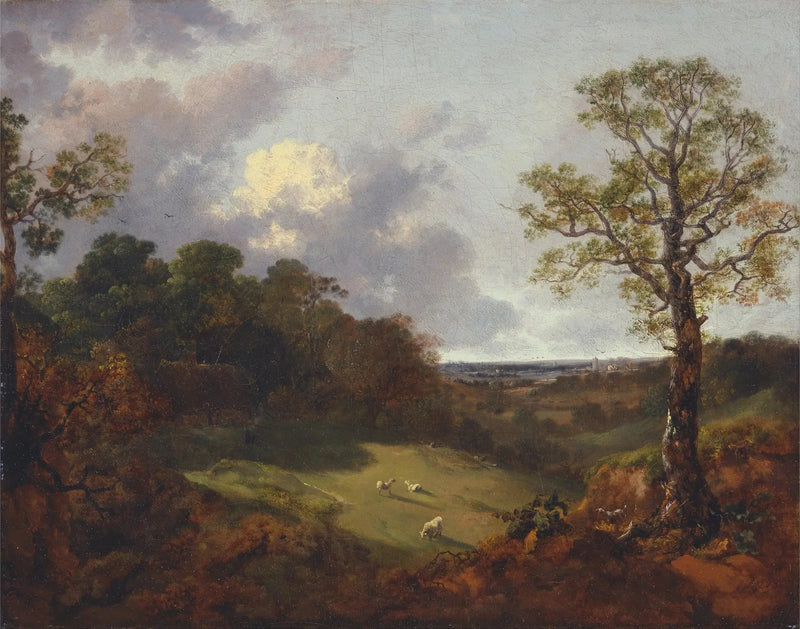 Forested landscape with a chalet and a shepherd - Thomas Gainsborough