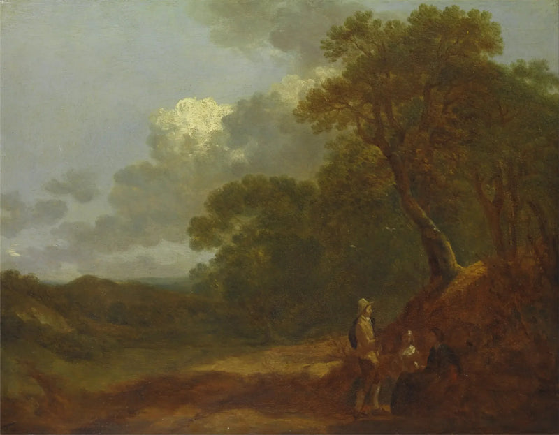 Wooded landscape with a man talking to two women sitting - Thomas Gainsborough