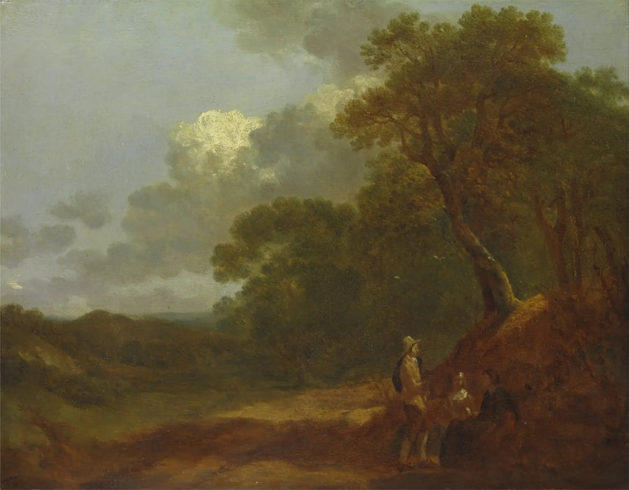 Wooded landscape with a man talking to two women sitting - Thomas Gainsborough