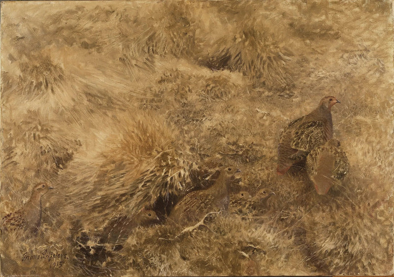 Autumn landscape with partridges - Bruno Liljefors