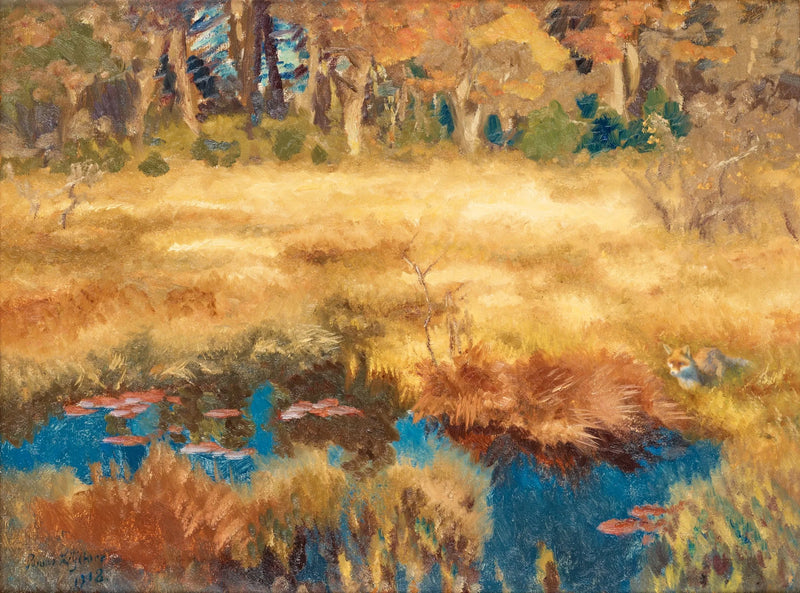 Autumn landscape with fox - Bruno Liljefors
