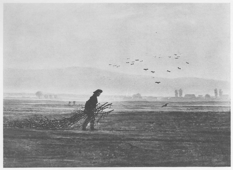 Autumn Landscape with a Man Collecting Wood - Caspar David Friedrich