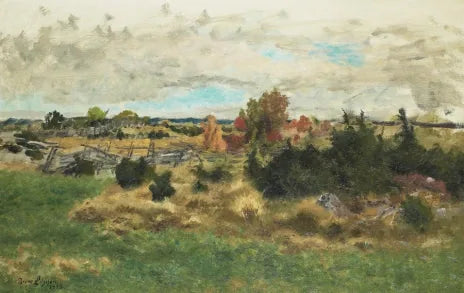 Autumn landscape with a round fence - Bruno Liljefors