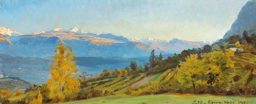 Autumn landscape. View from the Saint-Valentin castle in Tyrol. - Peder Severin Krøyer