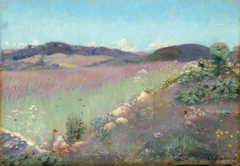 Danish Summer Landscape with Poppies and Cornflowers - H. A. Brendekilde