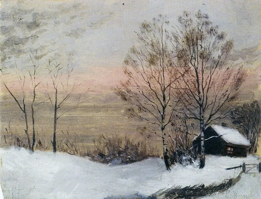 Winter Landscape with House and Red Sky - Edvard Munch