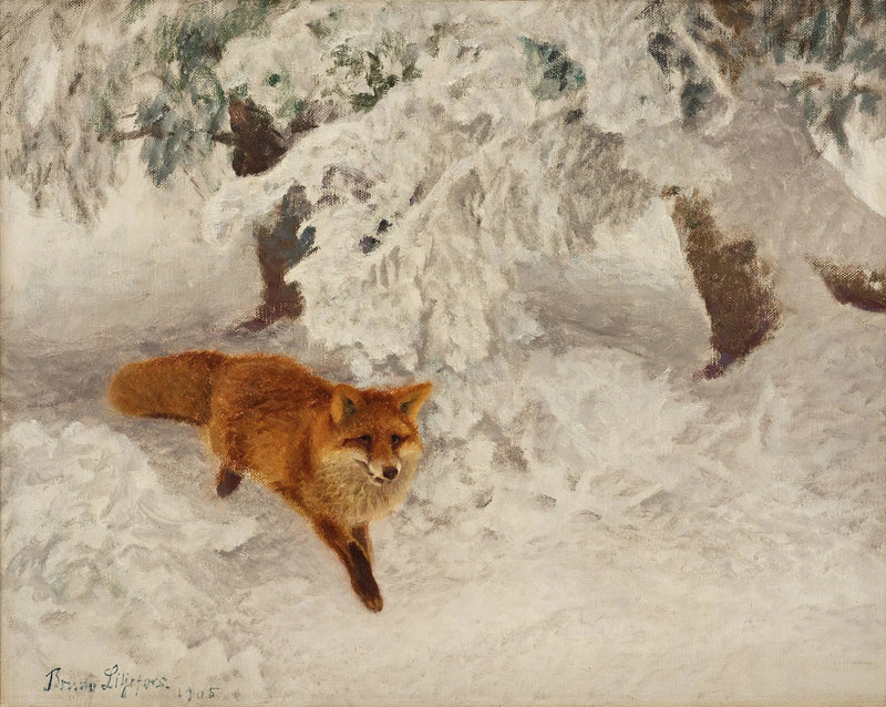 Winter landscape with fox - Bruno Liljefors