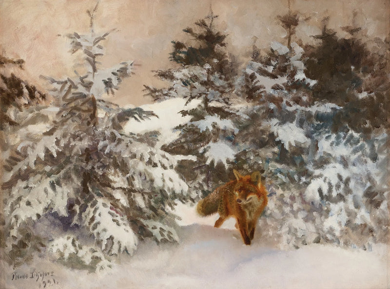 Winter landscape with fox - Bruno Liljefors