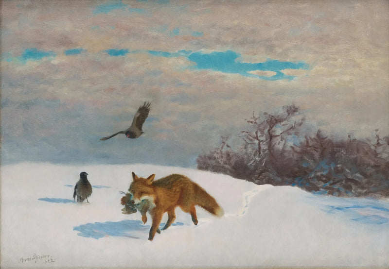 Winter landscape with fox and prey - Bruno Liljefors