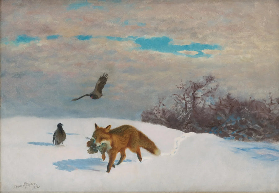 Winter landscape with fox and prey - Bruno Liljefors