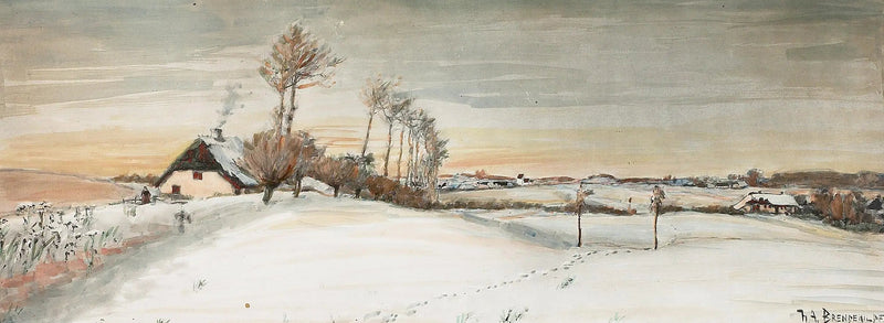 Winter landscape in a small village. - H. A. Brendekilde