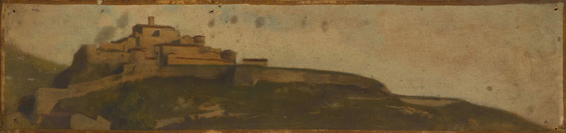 Paysage d'Italie, village fortifié sur la colline - Jean-Jacques Henner