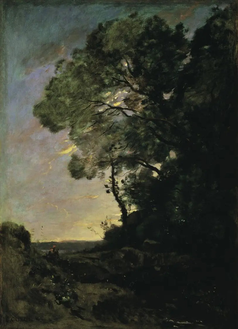Tree Landscape (Evening) - Jean-Baptiste Camille Corot