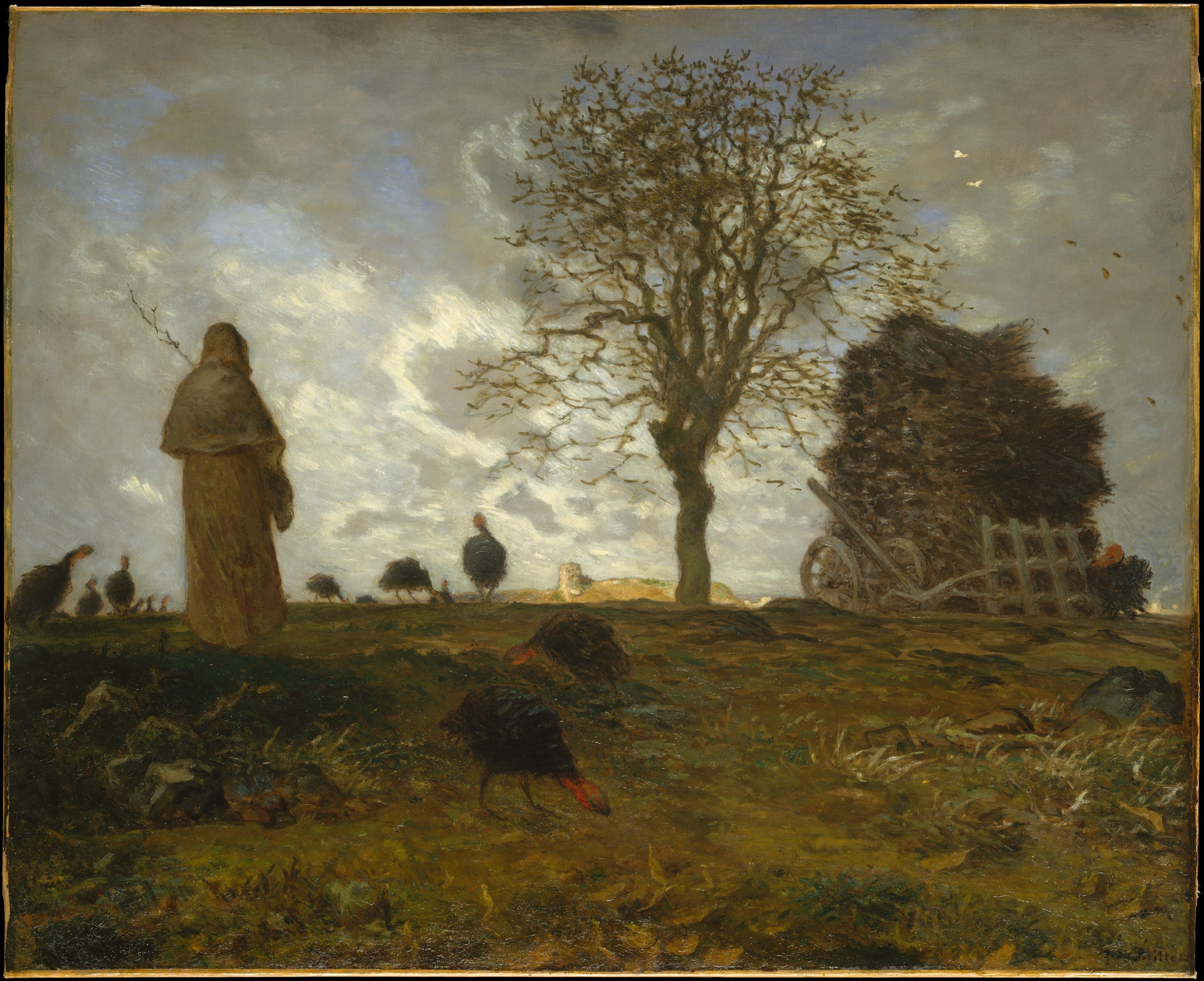 Autumn landscape with a flock of turkeys - Jean-François Millet