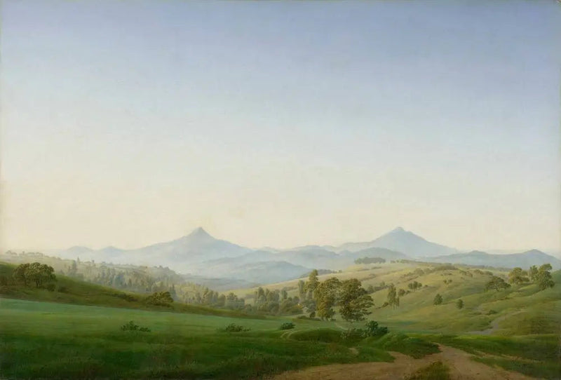 Bohemian Landscape with Mount Milleschauer - Caspar David Friedrich