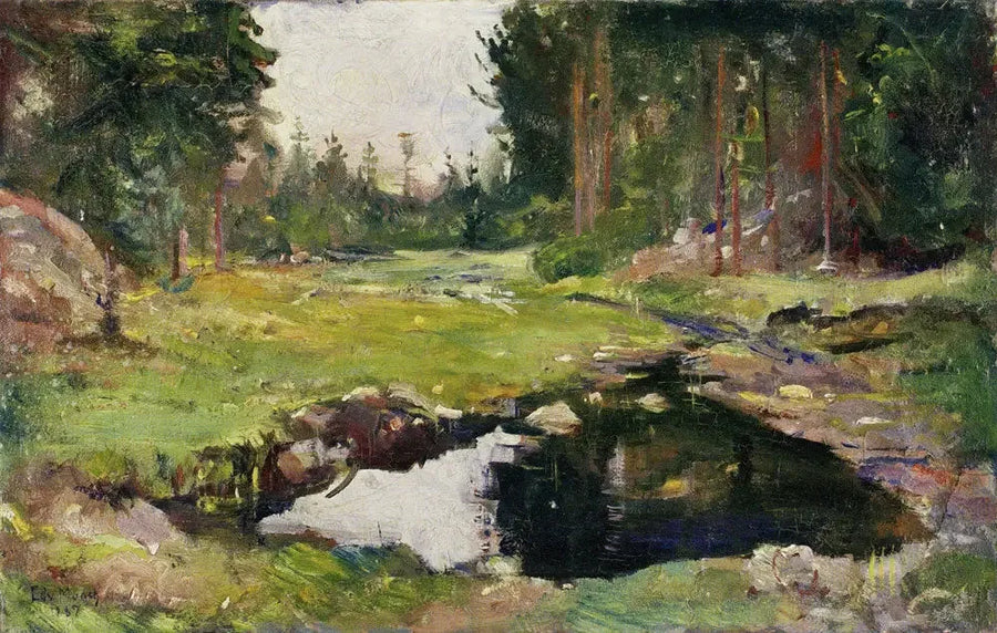 Forest Landscape with a Small Lake - Edvard Munch