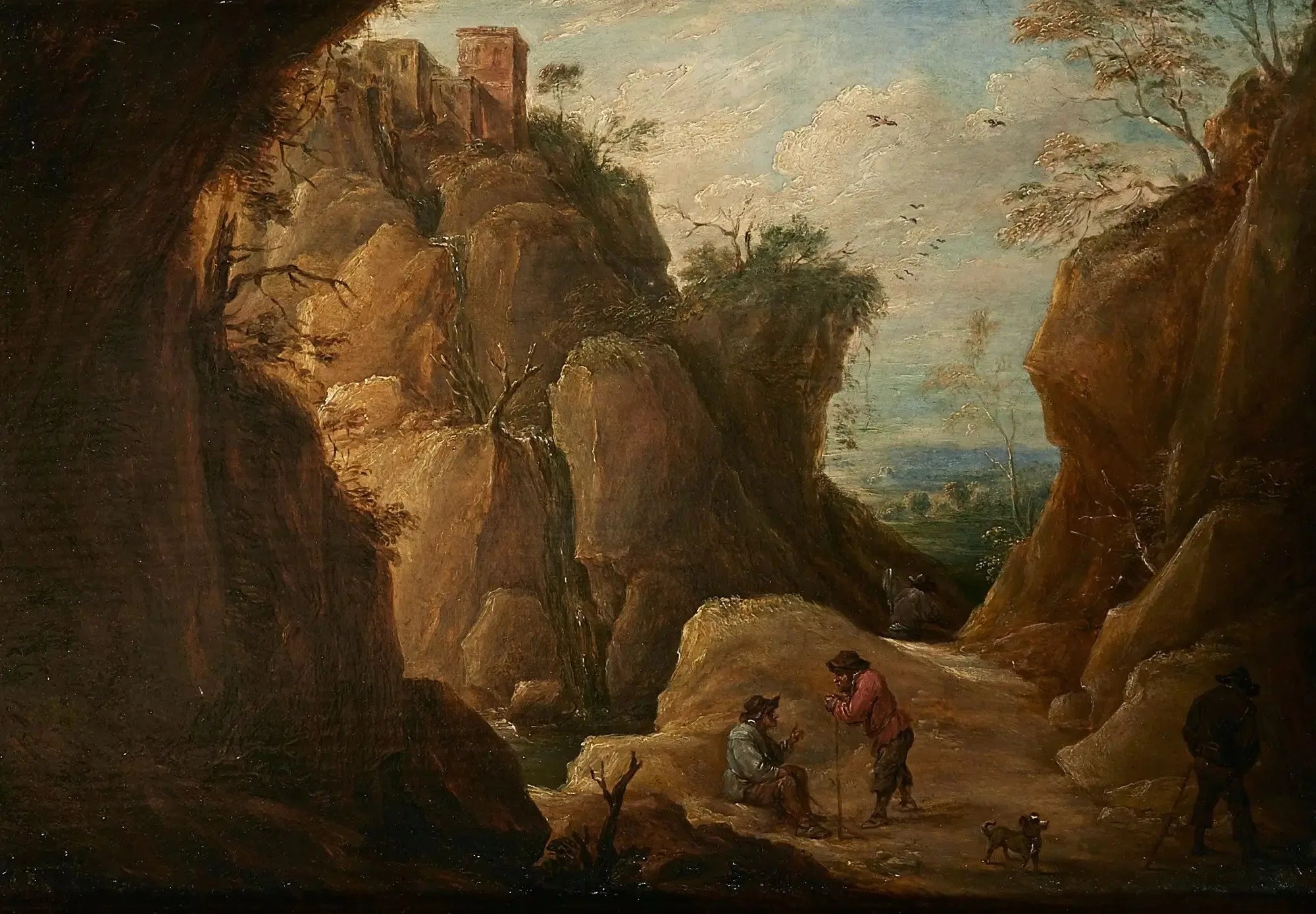 Paysage de montagne avec des voyageurs - David Teniers le Jeune image 1 reproduction artisanale de tableau