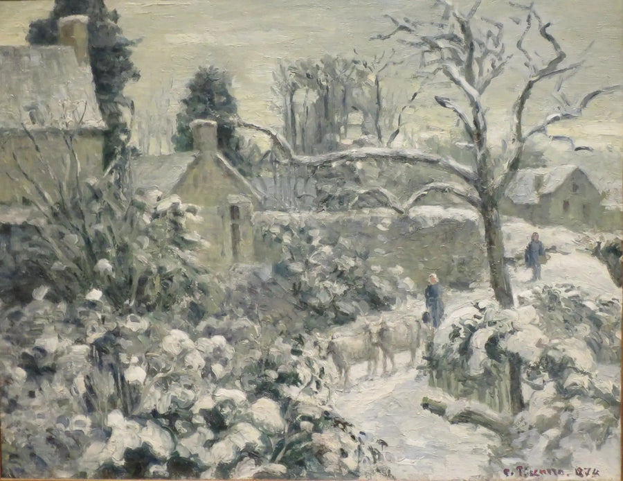 Snowy Landscape with Cows at Montfoucault - Camille Pissarro
