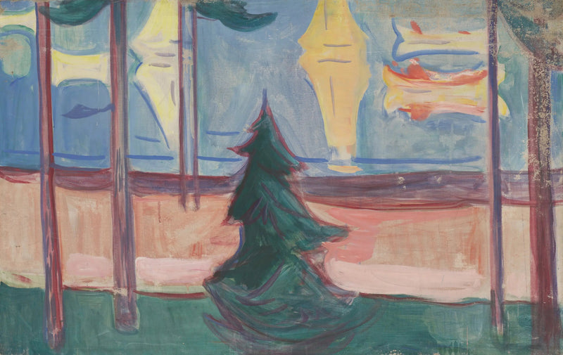 Beach Landscape with Trees and Boats - Edvard Munch