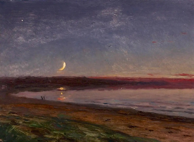 Beach landscape in the evening with two characters. - Peder Severin Krøyer
