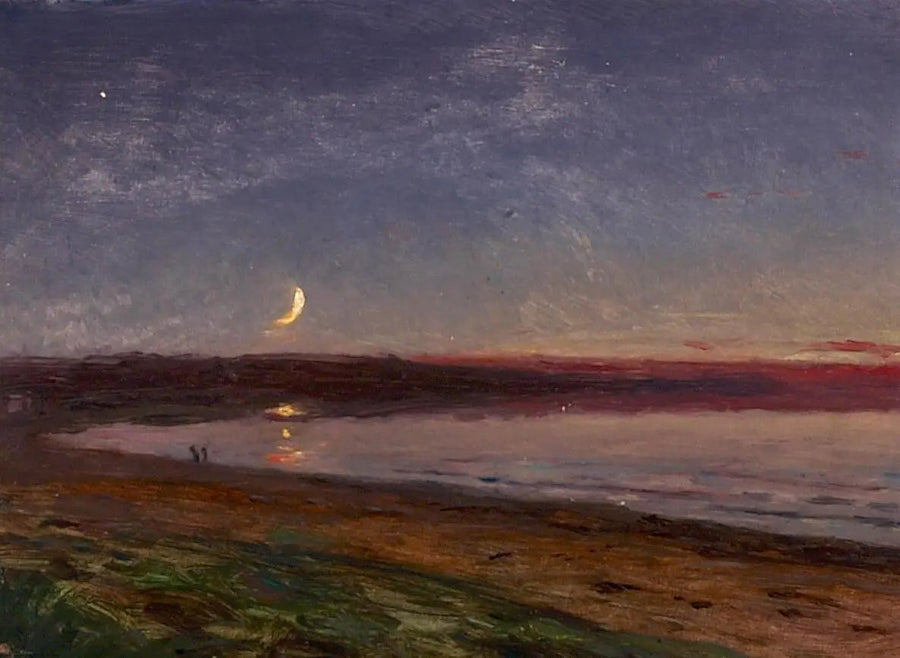 Beach landscape in the evening with two characters. - Peder Severin Krøyer