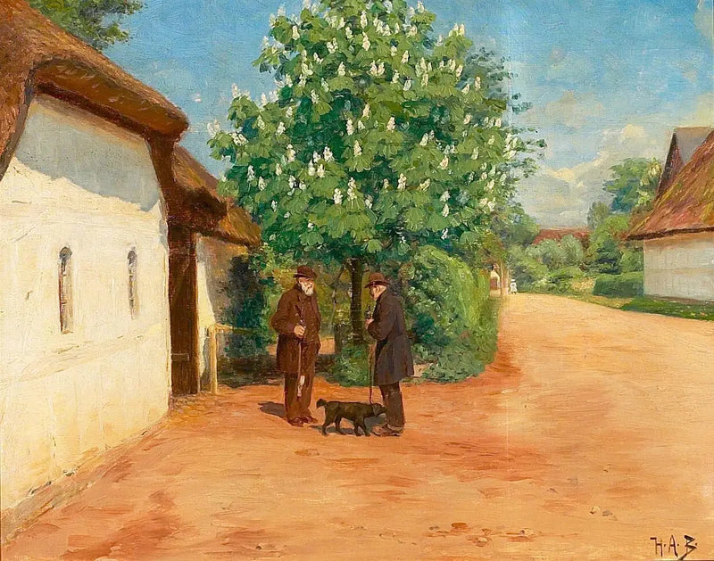 Spring Landscape with Two Gentlemen. - H. A. Brendekilde