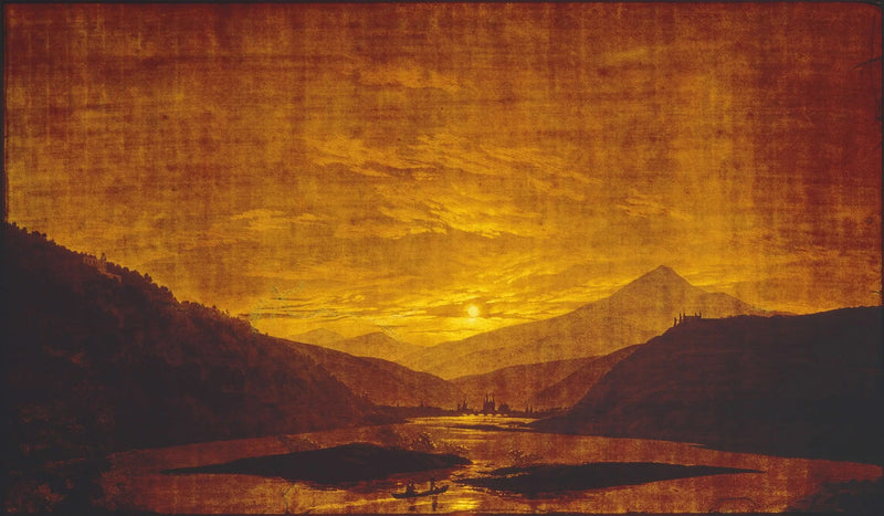 River Landscape in the Mountains, at Night - Caspar David Friedrich