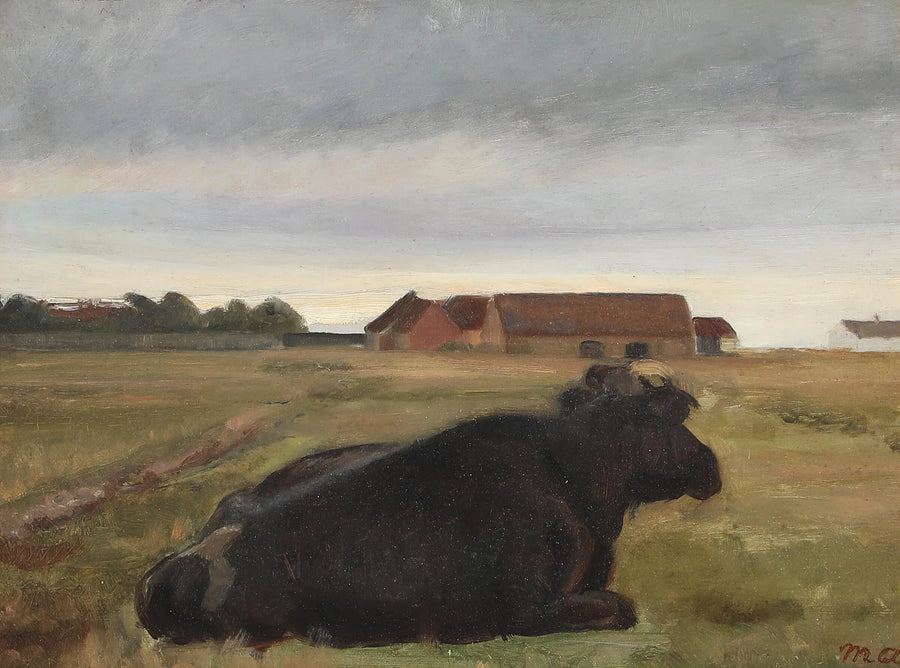 Skagen landscape with cattle resting in a field. - Michael Peter Ancher