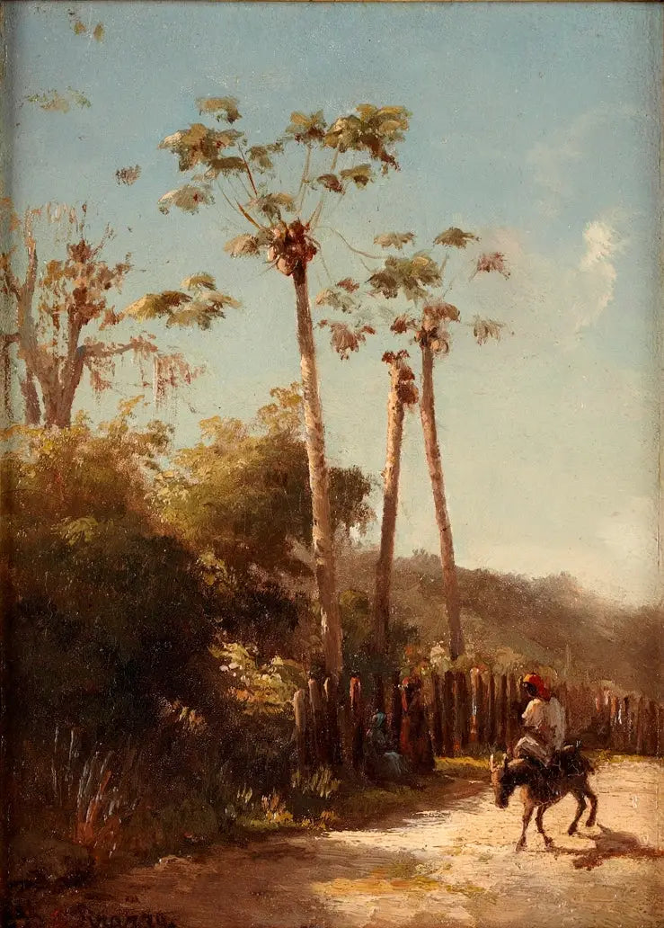 Landscape of the Antilles, Horseman and Donkey on a Road - Camille Pissarro