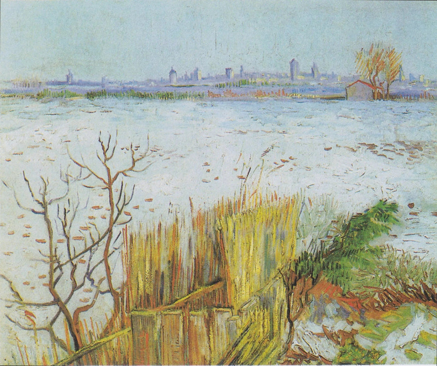 Snowy landscape with Arles in the background - Vincent van Gogh