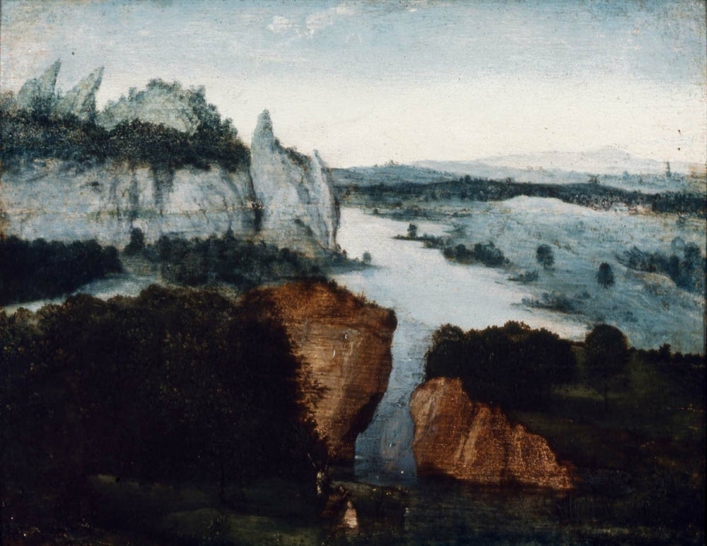 Paysage fluvial avec le baptême du Christ - Joachim Patinier image 1 reproduction réalisée par Alpha Reproduction