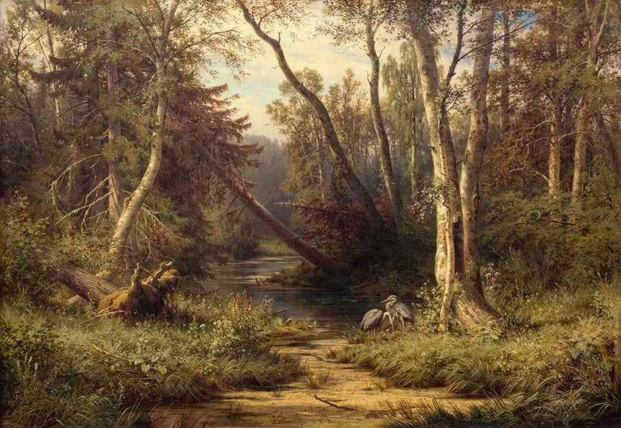 Forest landscape with herons - Ivan Chichkine