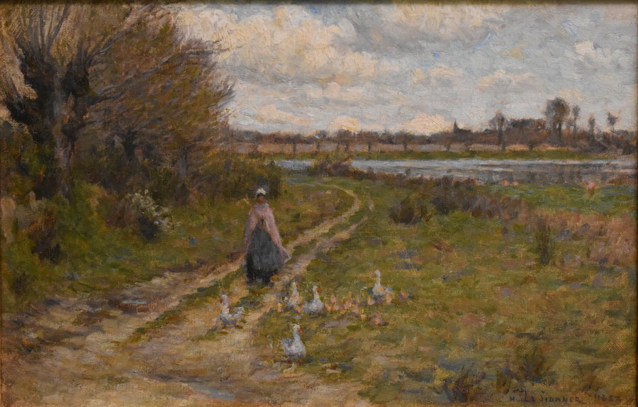 Paysage, gardeuse d'oies - Henri Le Sidaner image 1 copie peinte à la main à l’huile